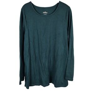 Lemon Way Womens 1X Long Sleeve Tee Green Pima Cotton Gorpcore Basics